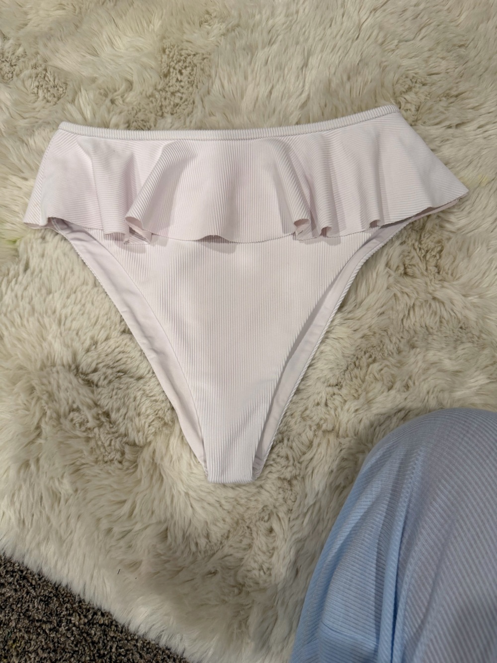 Beach Riot Light Pink Ribbed Ruffle Bikini Bottom